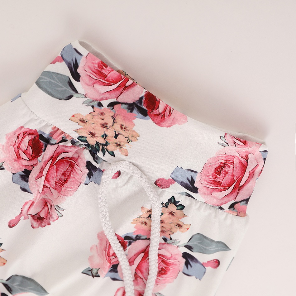 Beautiful Floral Long-sleeve Hoodie, Pants and Headband Set